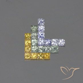 Gemas de Zafiro Multicolor natural de 2.84 ct, Cuadrado, VVS-VS