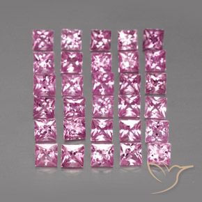 Gemas de Zafiro Rosado intenso natural de 5.00 ct, Cuadrado, VVS-VS