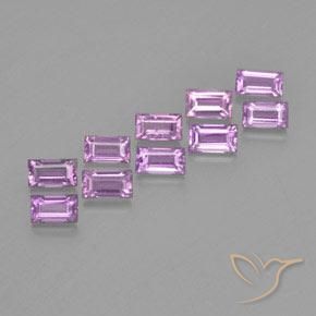 Gemas de Zafiro Púrpura rosáceo medio natural de 1.30 ct, Corte Baguette, VS