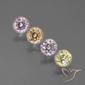 Gemas de Zafiro Multicolor natural de 1.71 ct, Redondo, VVS-VS