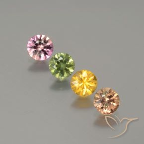 Gemas de Zafiro Multicolor natural de 1.48 ct, Redondo, VS