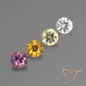 Gemas de zafiro multicolor natural de 1,27 ct, corte redondo, VS