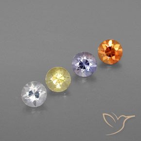 Gemas de Zafiro Multicolor natural de 1.63 ct, Redondo, VVS-VS