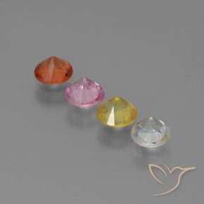 Gemas de Zafiro Multicolor natural de 1.54 ct, Corte Redondo, VS