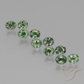 Gemas de Zafiro Verde oscuro medio natural de 6.27 ct, Ovalada, VVS-VS