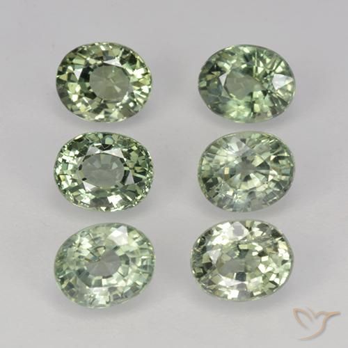 Gemas de Zafiro Medium Light Green natural de 4.06 ct, Ovalada, VVS-VS
