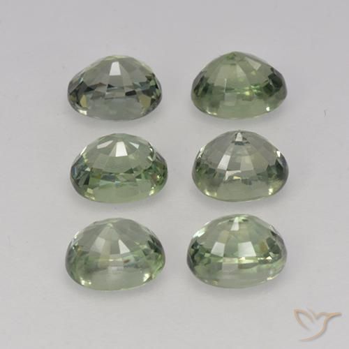 Gemas de Zafiro Medium Light Green natural de 4.06 ct, Ovalada, VVS-VS