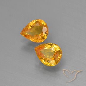 Gemas de Zafiro Dorado naranja intenso natural de 1.30 ct, En forma de pera, VS