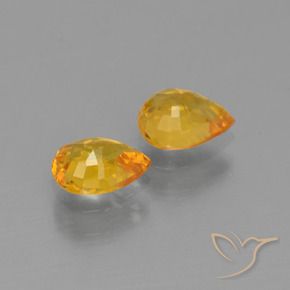 Gemas de Zafiro Dorado naranja intenso natural de 1.30 ct, En forma de pera, VS