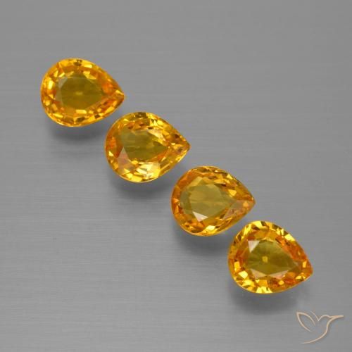 Gemas de Zafiro Dorado naranja oscuro natural de 2.56 ct, En forma de pera, VVS-VS