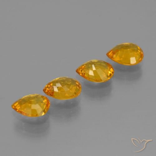 Gemas de Zafiro Dorado naranja oscuro natural de 2.56 ct, En forma de pera, VVS-VS