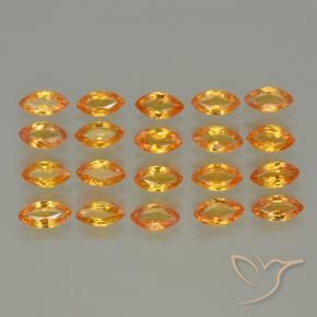 Gemas de Zafiro Dorado naranja intenso natural de 3.49 ct, Marquesa, VVS-VS