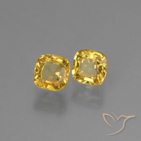 Gemas de Zafiro Dorado natural de 0.97 ct, Forma Cojín, VVS-VS