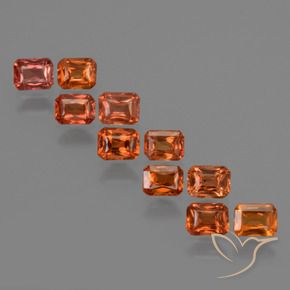 Gemas de Zafiro Naranja medio natural de 2.63 ct, Corte Octágono / Esmeralda, VS