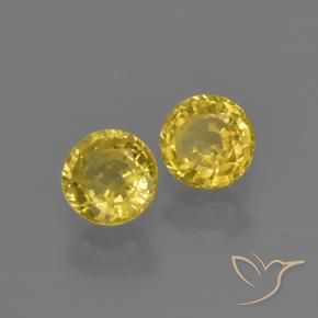 Gemas de Zafiro Amarillo medio natural de 0.93 ct, Redondo, VS