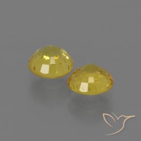 Gemas de Zafiro Amarillo medio natural de 0.93 ct, Redondo, VS