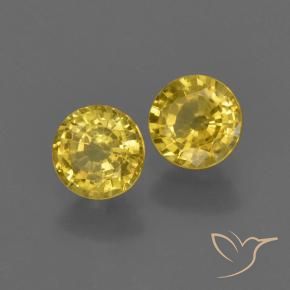 Gemas de Zafiro Amarillo miel natural de 0.90 ct, Redondo, VS