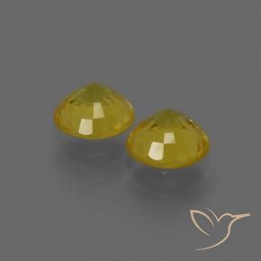 Gemas de Zafiro Amarillo miel natural de 0.90 ct, Redondo, VS