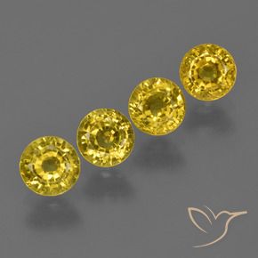 Gemas de Zafiro Dorado amarillento natural de 1.97 ct, Redondo, VS
