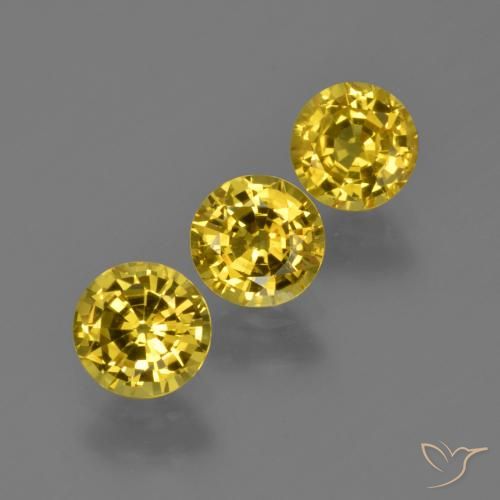 Gemas de Zafiro Dorado amarillento natural de 2.26 ct, Redondo, VS