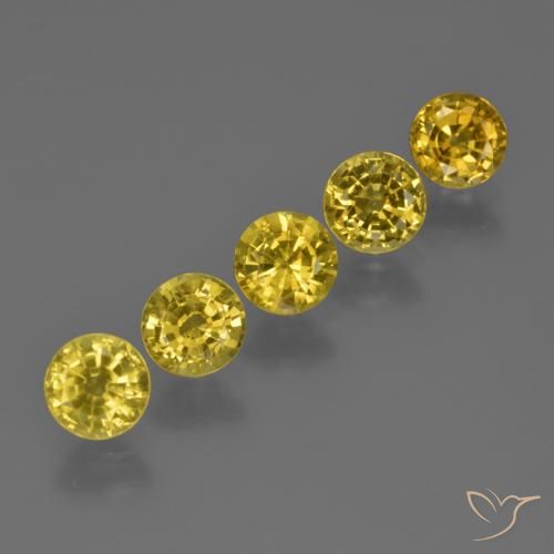 Gemas de Zafiro Amarillo miel claro natural de 3.05 ct, Redondo, VS