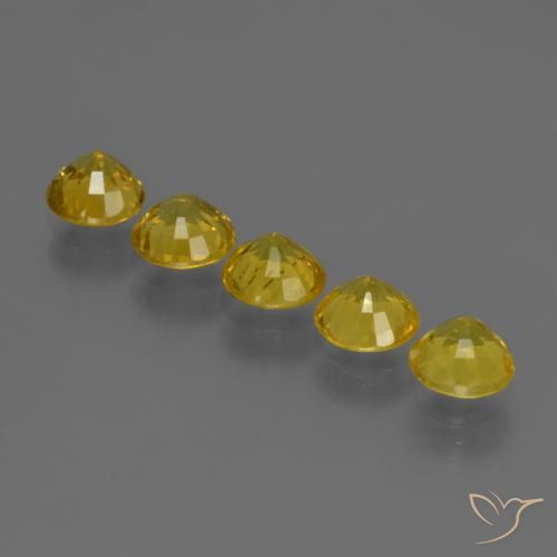 Gemas de Zafiro Amarillo miel claro natural de 3.05 ct, Redondo, VS