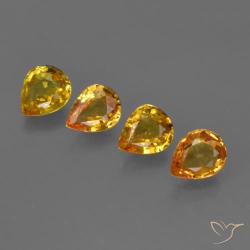 Gemas de Zafiro Naranja dorado natural de 2.26 ct, En forma de pera, VS