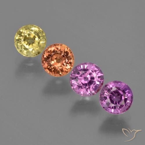 Gemas de Zafiro Multicolor natural de 2.37 ct, Redondo, VS