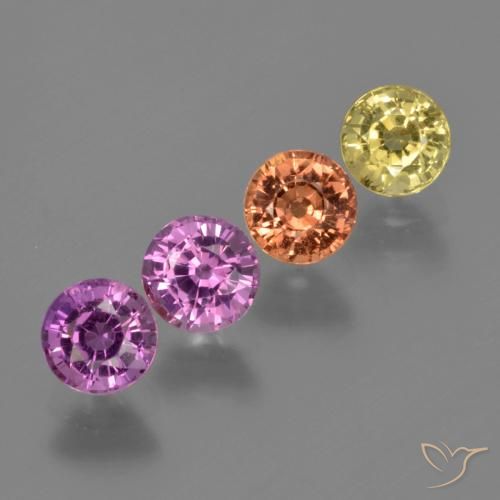 Gemas de Zafiro Multicolor natural de 2.37 ct, Redondo, VS