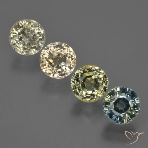 Gemas de Zafiro Multicolor natural de 3.96 ct, Redondo, VS
