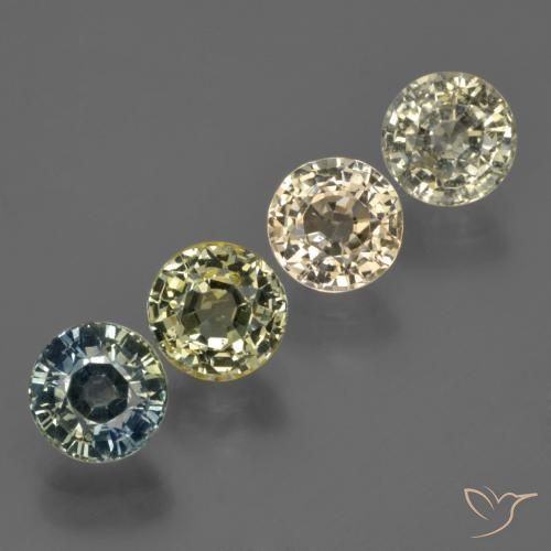 Gemas de Zafiro Multicolor natural de 3.96 ct, Redondo, VS