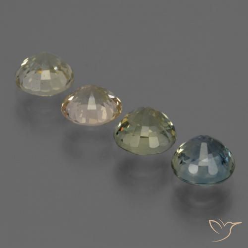 Gemas de Zafiro Multicolor natural de 3.96 ct, Redondo, VS