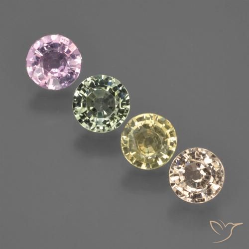 Gemas de Zafiro Multicolor natural de 2.36 ct, Redondo, VS