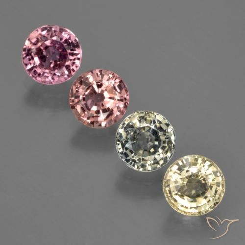 Gemas de Zafiro Multicolor natural de 3.54 ct, Redondo, VS