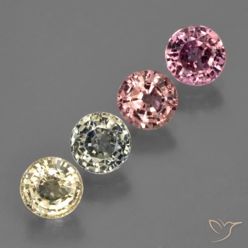 Gemas de Zafiro Multicolor natural de 3.54 ct, Redondo, VS