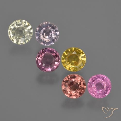 Gemas de Zafiro Multicolor natural de 2.75 ct, Redondo, VS