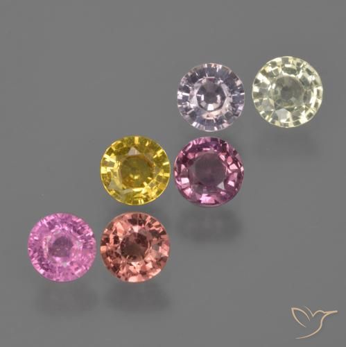 Gemas de Zafiro Multicolor natural de 2.75 ct, Redondo, VS