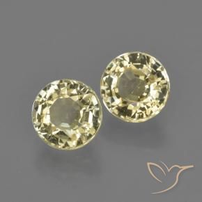 Gemas de Zafiro Amarillo pálido natural de 1.86 ct, Redondo, VS