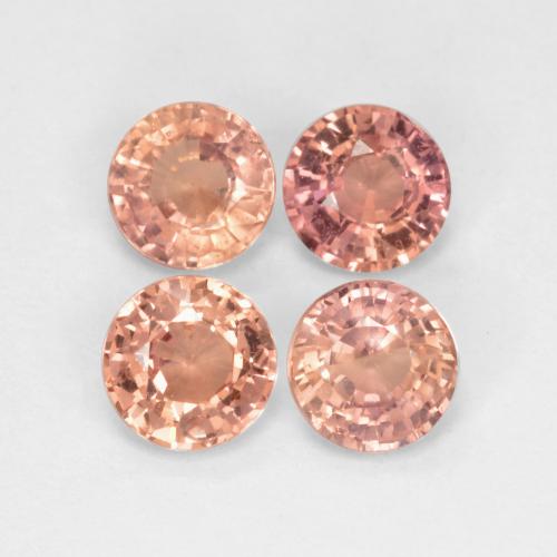 Gemas de zafiro rosado terroso natural de 1,63 ct, corte redondo, VS