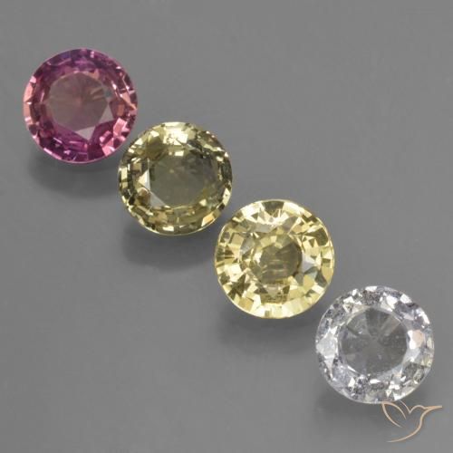 Gemas de Zafiro Multicolor natural de 3.02 ct, Redondo, VS