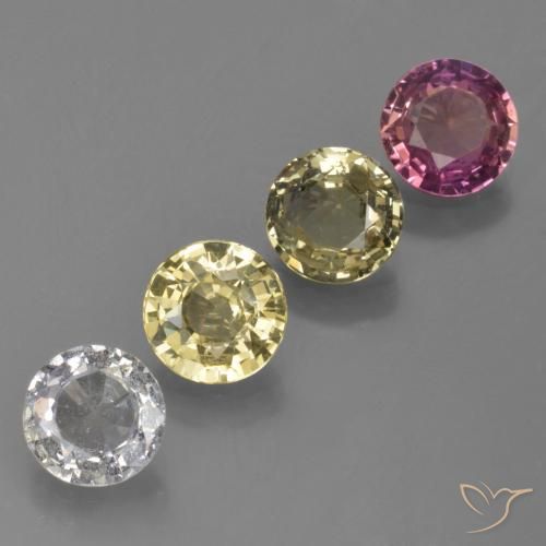 Gemas de Zafiro Multicolor natural de 3.02 ct, Redondo, VS