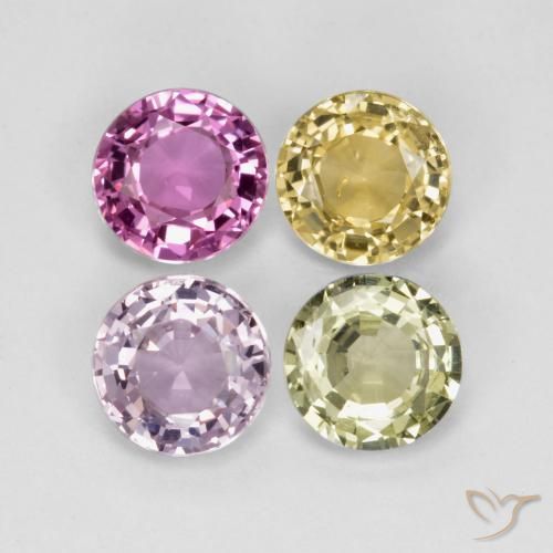 Gemas de Zafiro Multicolor natural de 2.56 ct, Redondo, VS