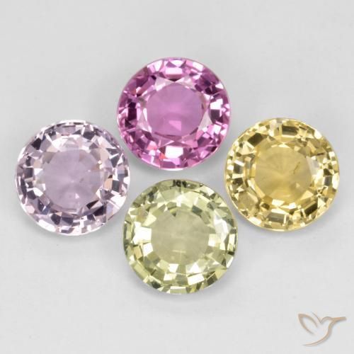 Gemas de Zafiro Multicolor natural de 2.56 ct, Redondo, VS
