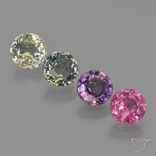 Gemas de Zafiro Multicolor natural de 3.13 ct, Redondo, VS