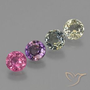 Gemas de Zafiro Multicolor natural de 3.13 ct, Redondo, VS