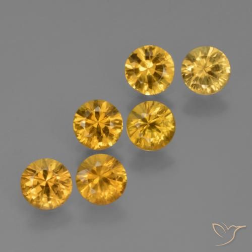 Gemas de Zafiro Naranja dorado intenso natural de 2.27 ct, Redondo, VS