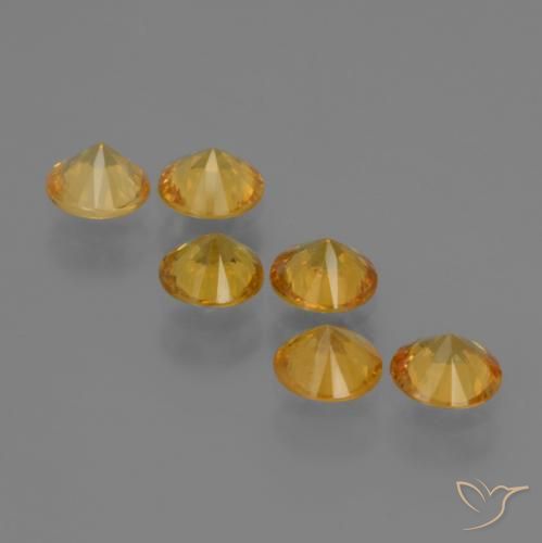 Gemas de Zafiro Naranja dorado intenso natural de 2.27 ct, Redondo, VS