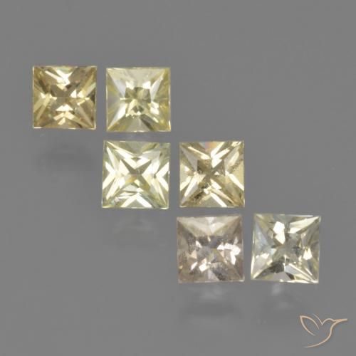 Gemas de Zafiro Amarillo claro natural de 1.60 ct, Cuadrado, VS