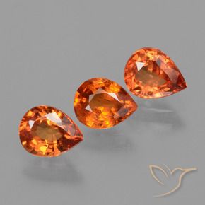 Gemas de Zafiro Naranja rojizo natural de 2.06 ct, En forma de pera, VS