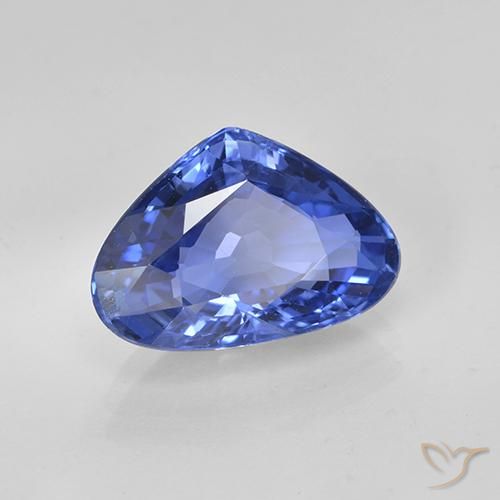 Zafiro Azul aciano natural de 5.40 ct, En forma de pera, VVS-VS